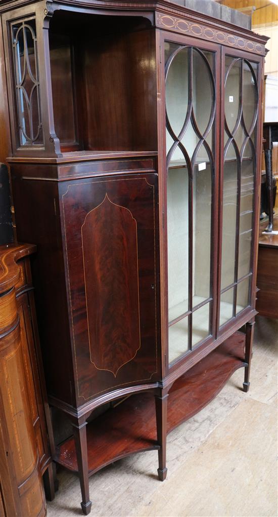 Edwardian inlaid mahogany display cabinet(-)